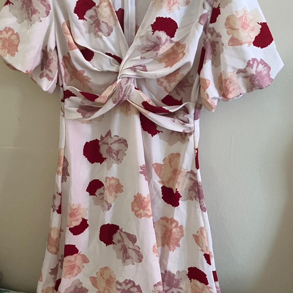 Floral Twist Front Maxi Dress - Red and Pink